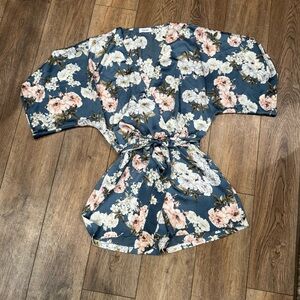 Floral Kimono Romper w/ matching fabric belt